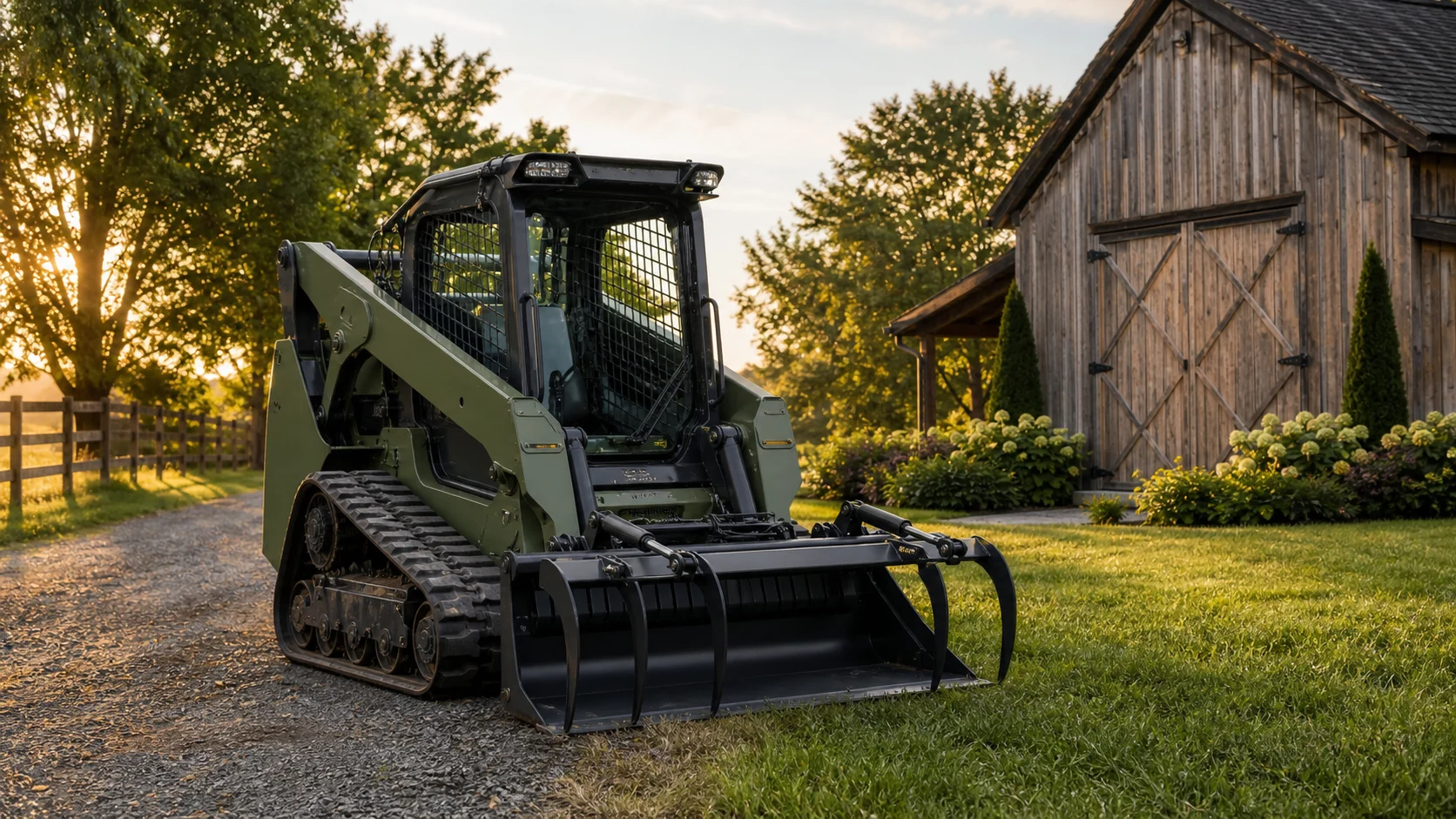 Tractor working across farmland