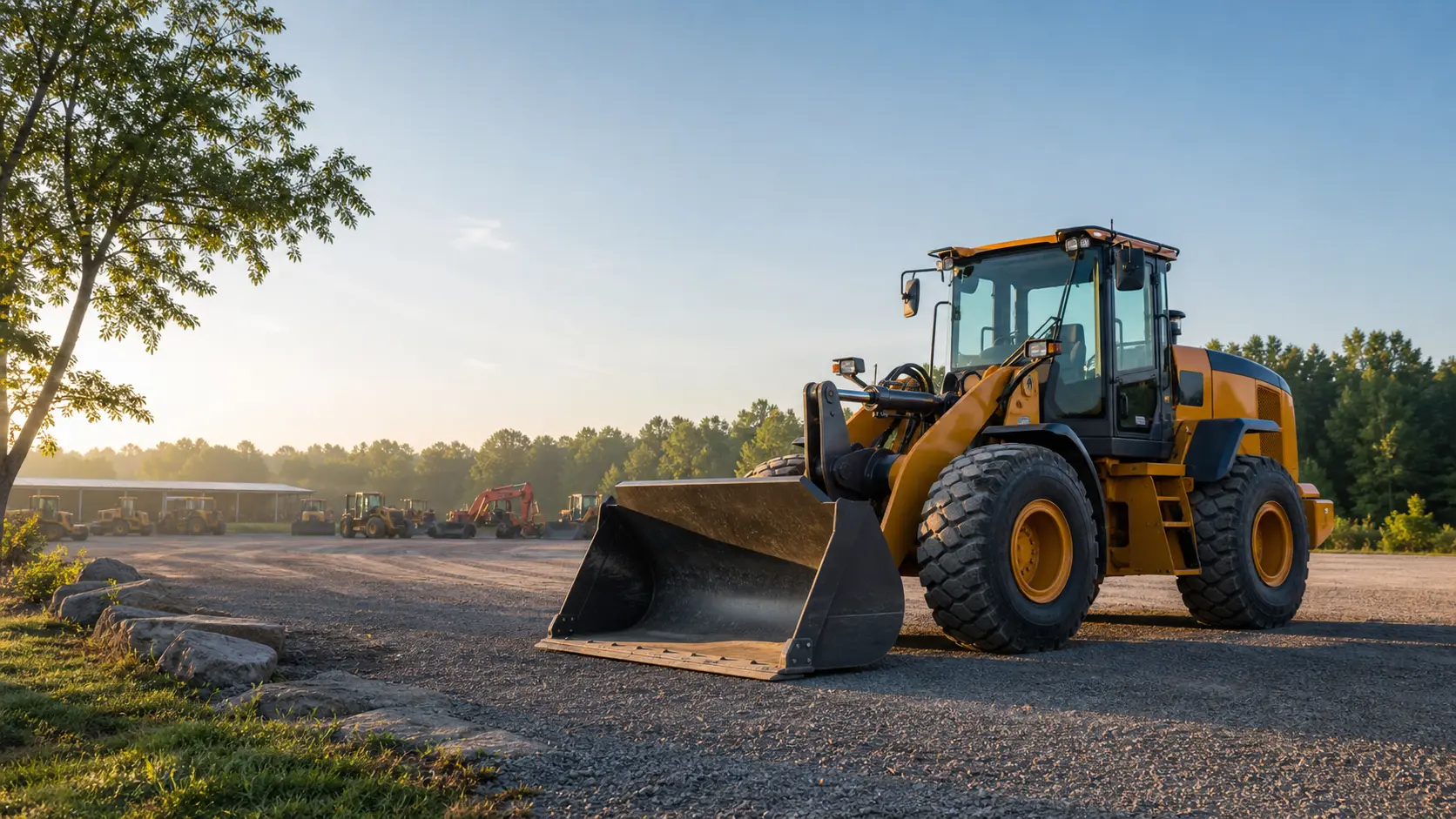 Lineup of agricultural and construction equipment