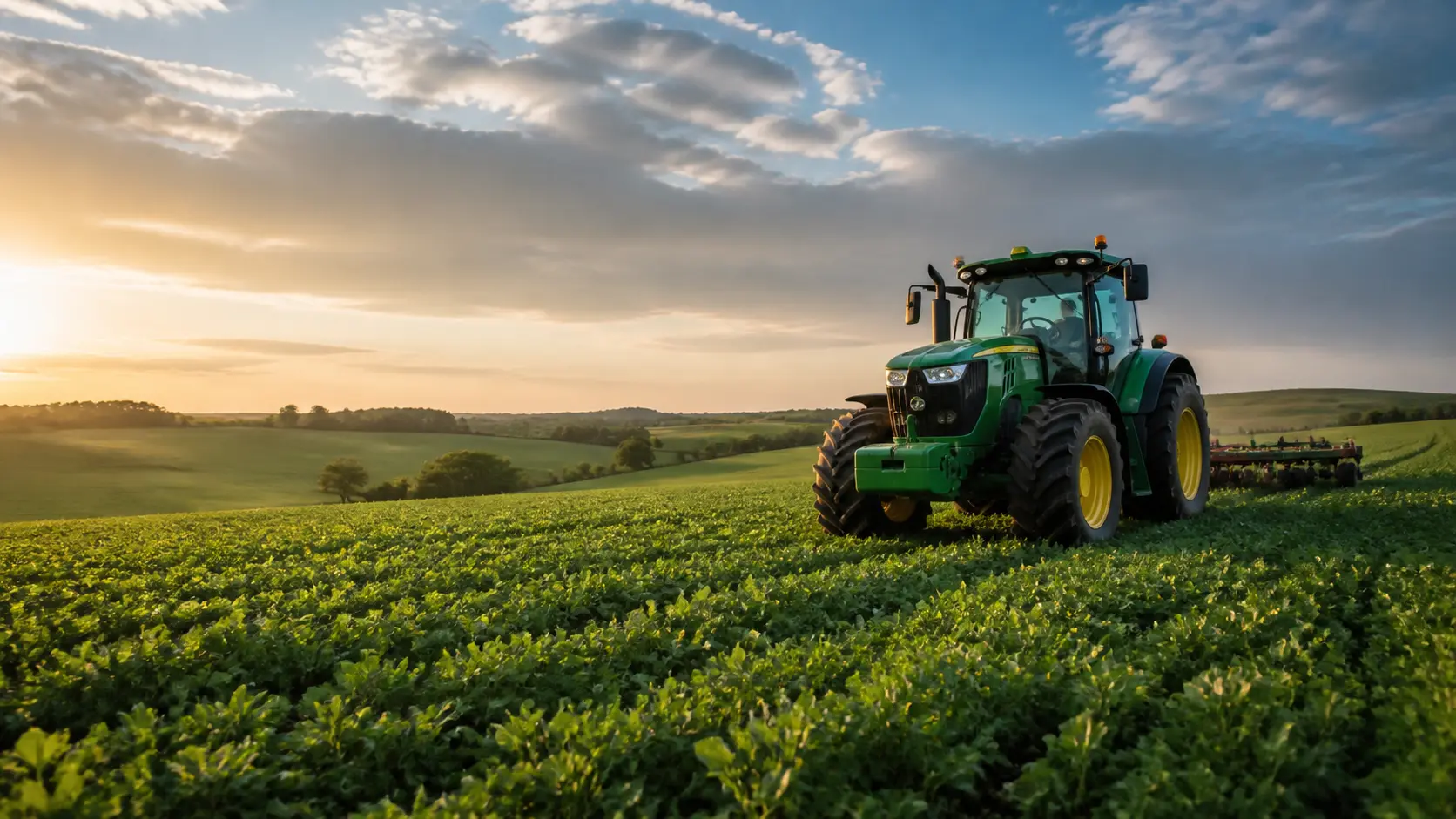 Tractor working across a field